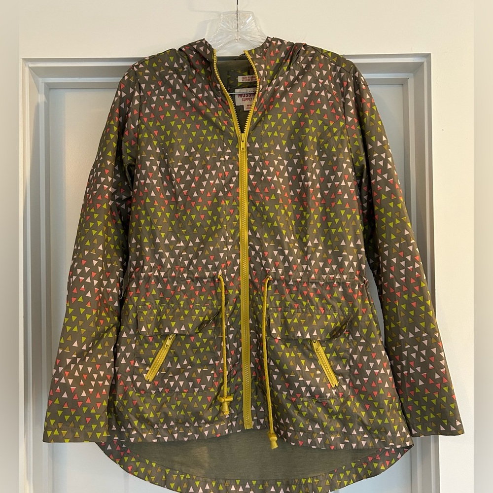 Mossimo Zip up Patterned Hooded Windbreaker Multicolor size medium